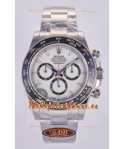 Reloj Rolex Daytona 126500 con esfera blanca, marcadores de bastón y mecanismo MVMNT con volante de inercia variable, superclon