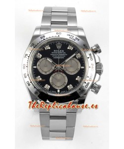 Reloj Rolex Daytona 126509 con esfera negra, diamantes, marcadores y MVMNT con volante de inercia variable, Superclon