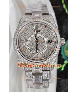 Reloj réplica suizo Rolex Sky-Dweller REF #m336934 con moissanita y incrustaciones de diamantes