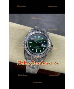 Reloj réplica suizo Rolex Submariner 116610 Iced Out Edition de 19 pulgadas con esfera verde