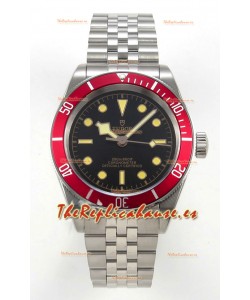 Reloj Tudor Black Bay 41 con esfera negra y bisel rojo, réplica súper fiel del Jubilee