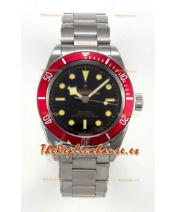 Reloj Tudor Black Bay 41 con esfera negra y bisel rojo, réplica del Oyster Superclon