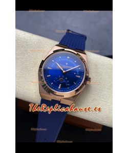 Reloj réplica suizo Vacheron Constantin Overseas True Moon Phase de oro rosa con esfera azul