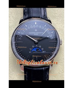 Reloj réplica suizo Vacheron Constantin Patrimony Moonphase de acero inoxidable con esfera negra