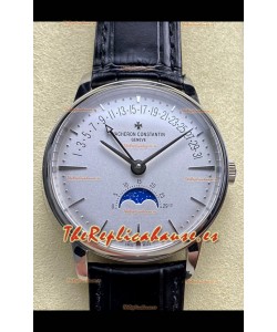 Reloj réplica suizo Vacheron Constantin Patrimony Moonphase de acero inoxidable con esfera de acero