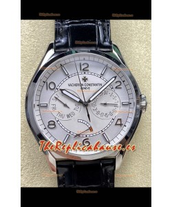 Reloj réplica suizo Vacheron Constantin Fiftysix Day-Date de acero inoxidable con esfera blanca
