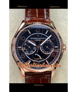 Reloj réplica suizo Vacheron Constantin Fiftysix Day-Date de oro rosa con esfera negra
