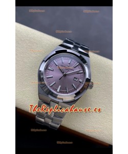 Reloj Vacheron Constantin Overseas de 35 mm con esfera rosa y correa de acero, réplica perfecta