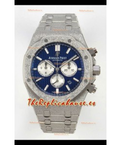 Reloj Royal Oak Chrono 26331, oro blanco esmerilado, esfera azul, superclon