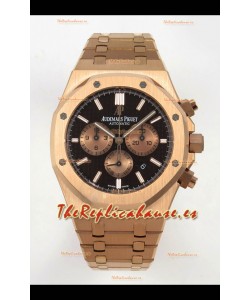 Reloj Royal Oak Chrono 26331 de oro rosa con esfera marrón, superclon