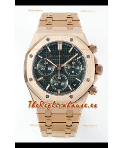 Reloj Royal Oak Chrono 26240 con correa de oro rosa y esfera verde, réplica exacta