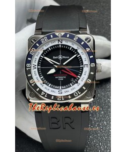 Reloj réplica suizo Bell and Ross BR03 GMT Compass con bisel azul/negro