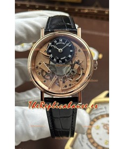 Reloj Breguet Tradition 7057BR/R9/9W6 con caja de oro rosa y tourbillon único, superclon