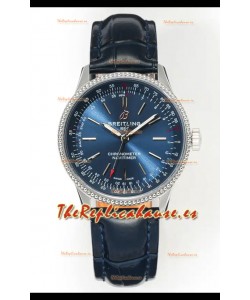 Reloj Navitimer Automatic 36 con esfera azul marino y caja de acero, réplica de alta calidad
