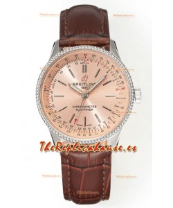Reloj Navitimer Automatic 36 con esfera color champán y caja de acero, réplica de alta calidad