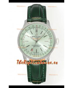 Reloj Navitimer Automatic 36 con esfera verde y caja de acero, réplica de alta calidad