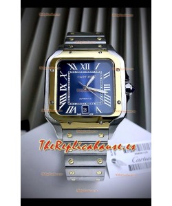 Reloj réplica suizo Cartier Santos De Cartier 904L de acero con esfera azul y dos tonos