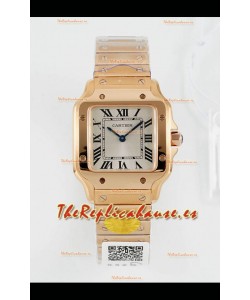 Reloj Cartier Santos Swiss Quartz de 27 mm, oro rosa, superclon