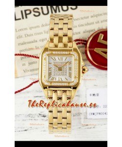 Reloj PANTHERE de Cartier de 22 mm con diamantes, esfera y oro amarillo, superclon