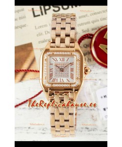 Reloj PANTHERE de Cartier de 22 mm con diamantes, esfera y oro rosa, superclon