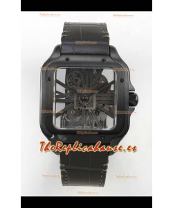 Reloj Santos De Cartier Superclon con esfera esqueletizada y revestimiento PVD MLF
