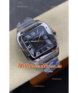 Reloj Cartier Santos De Cartier 904L de acero con esfera negra, réplica de alta calidad, 40 mm