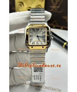 Reloj Cartier Santos Swiss Quartz de 27 mm, bicolor, superclone