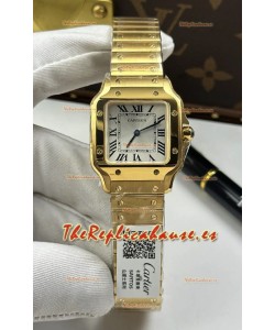 Reloj Cartier Santos Swiss Quartz de 27 mm, oro amarillo, superclon