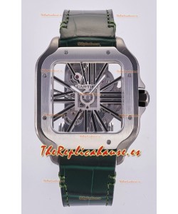 Reloj Santos De Cartier Superclon con esfera esqueletizada y caja de acero