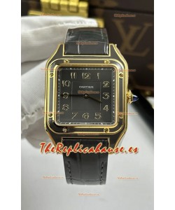Reloj Santos Dumont Superclon de 31 mm, oro amarillo, esfera gris topo