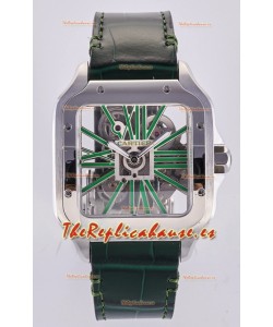 Reloj Santos De Cartier Superclon con esfera esqueletizada y caja de acero