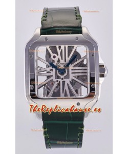 Reloj Santos De Cartier Superclon con esfera esqueletizada y caja de acero