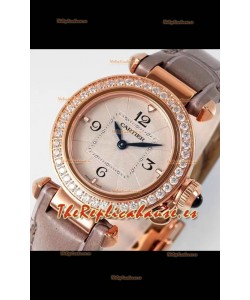 Reloj Pasha De Cartier con caja de oro rosa de 30 mm, réplica de alta calidad