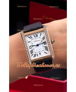 Reloj Cartier Tank Solo Suizo Automatico de 31 mm, oro rosa, diamantes, superclon