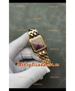 Reloj PANTHERE de Cartier de 27 mm con esfera roja y diamantes, réplica perfecta