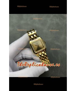 Reloj PANTHERE de Cartier de 27 mm con esfera de oro y diamantes, réplica exacta