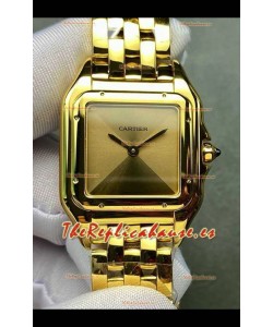Reloj PANTHERE de Cartier de 27 mm con esfera dorada, réplica perfecta