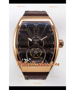 Reloj Franck Muller V45 Tourbillon Oro Rosa Esfera Negra Correa Negra Superclon