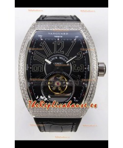 Reloj Franck Muller V45 Tourbillon de acero inoxidable con diamantes, réplica perfecta