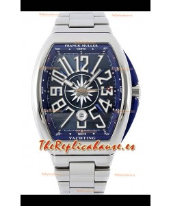 Reloj réplica suizo Franck Muller Vanguard Yachting V45 de acero inoxidable con esfera azul