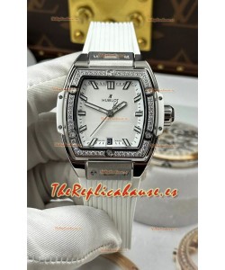Reloj Hublot Spirit of Big Bang con caja de acero y esfera blanca de 39 mm, superclon
