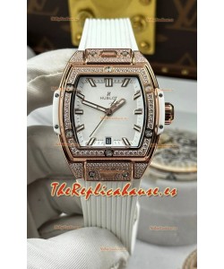 Reloj Hublot Spirit of Big Bang de oro rosa con esfera blanca de 39 mm, superclon