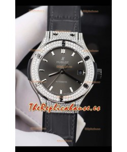 Reloj Hublot Classic Fusion Diamonds con esfera gris acero de 38 mm, superclon