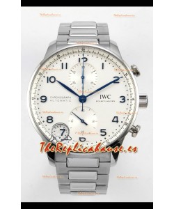 Reloj IWC Portuguese Chronograph con esfera blanca, superclon