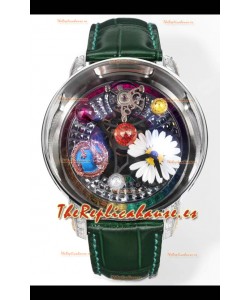 Reloj réplica suizo Jacob & CO Astronomia G-Dragon con caja de acero, correa verde y tourbillon