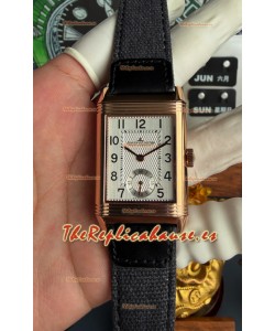 Reloj Jaeger-LeCoultre Reverso Tribute Duoface con esfera blanca y gris, superclon