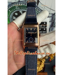 Reloj Jaeger-LeCoultre Reverso Tribute Duoface con esfera azul y acero, superclon