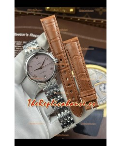 Reloj Omega De Ville automático de 34 mm con esfera rosa arenada, superclon
