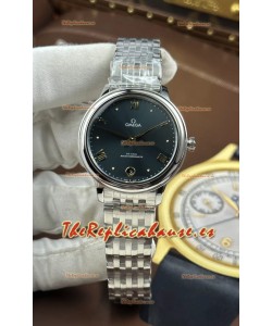 Reloj Omega De Ville automático de 34 mm con esfera gris y caja de acero, réplica de alta calidad
