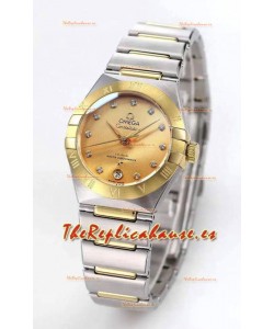 Reloj Omega Constellation 29MM automático con esfera bicolor de oro amarillo, superclon